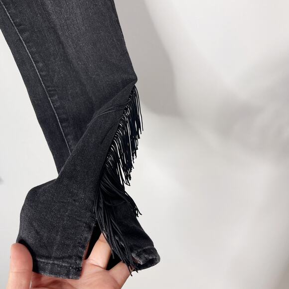 Levis Womens Size 26 Washed Black Gray 721 Fringe Ankle High Rise Skinny Jeans - Picture 6 of 13